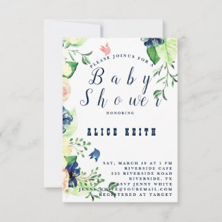 Invitación a Baby Shower de Spring Blue Floral