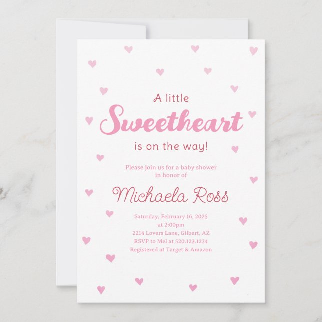 Invitación a Baby Shower de Squerido Valentines (Anverso)
