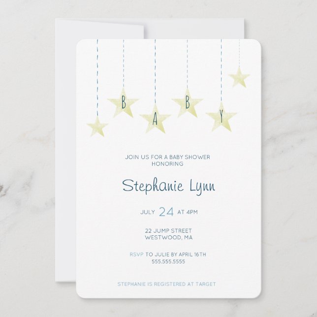 Invitación a Baby Shower de Star (Anverso)
