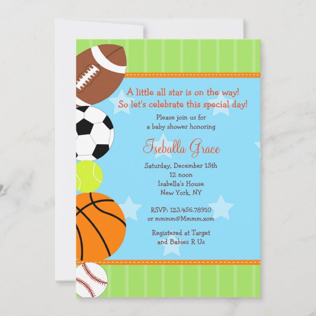 Invitación a Baby Shower de Star Sport (Anverso)