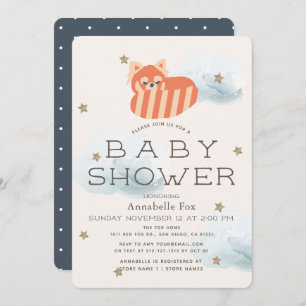 Invitación a Baby Shower de Stars & Clouds Red Pan