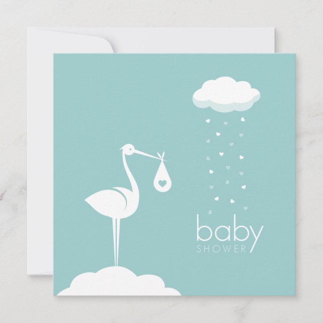Invitación a Baby Shower de Stork Delivery Boy (Anverso)