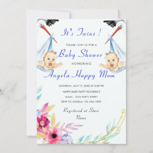 Invitación a Baby Shower de Stork divertida para n