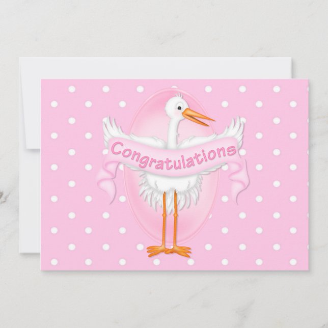 Invitación a Baby Shower de Stork Felicitaciones (Anverso)