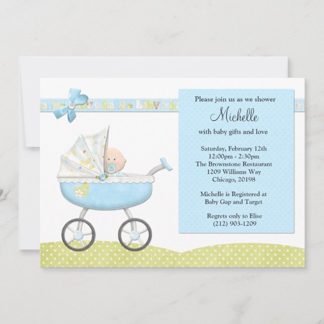 Invitación a Baby Shower de Stroller (Anverso)