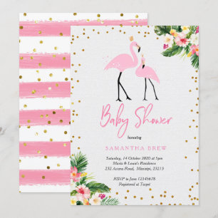 Invitación a Baby Shower de Summer Flamingo