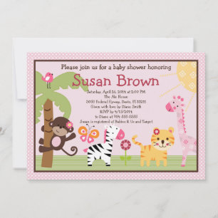 Invitación a Baby Shower de Sunny Safari Chica Ani
