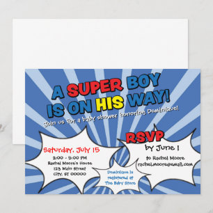 Invitación a Baby Shower de Super Hero Boy