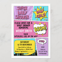 Invitación a Baby Shower de superhéroe de Chicas g