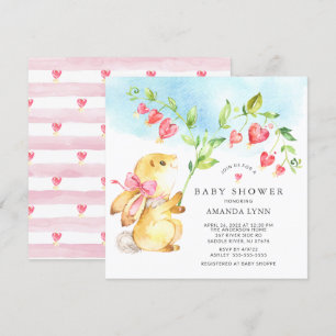 Invitación a Baby Shower de Sweet Baby Girl Bunny