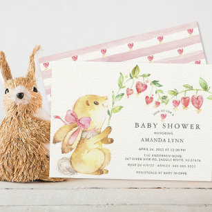 Invitación a Baby Shower de Sweet Baby Girl Bunny