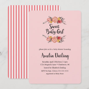 Invitación a Baby Shower de Sweet Baby Girl Flower