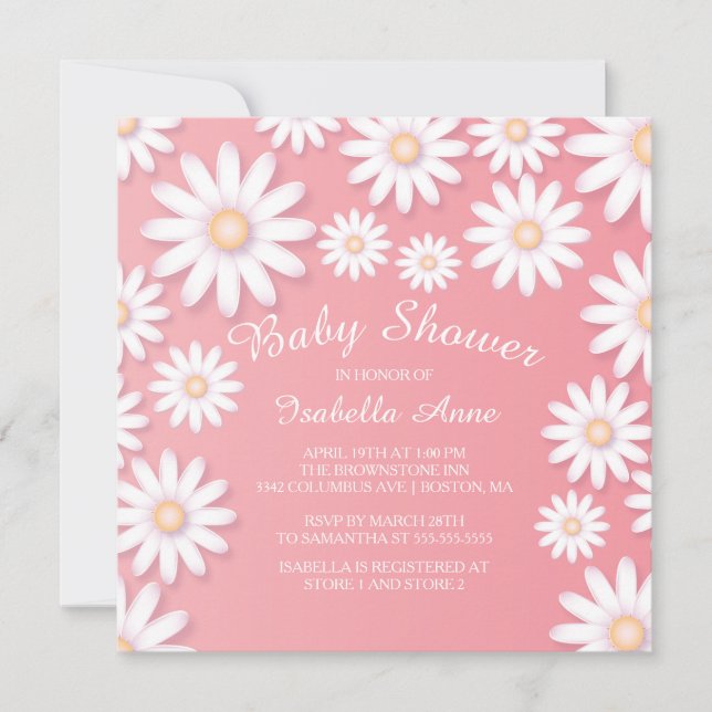 Invitación a Baby Shower de Sweet Daisy (Anverso)