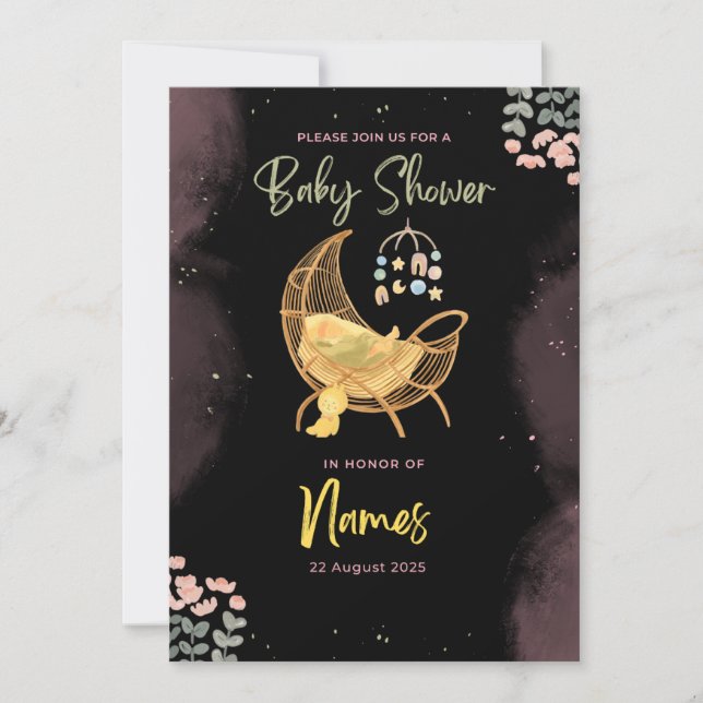Invitación a Baby Shower de Sweet Dreams - #CribDI (Anverso)