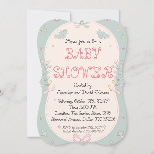 Invitación a Baby Shower de Sweet Floral (Anverso)