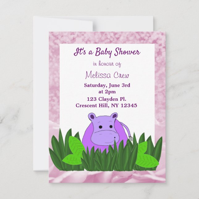 Invitación a Baby Shower de Sweet Hippo (Anverso)