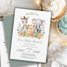 Invitación a Baby Shower de Sweet Jungle Safari