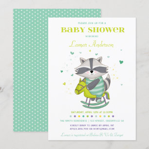 Invitación a Baby Shower de Sweet Raccoon