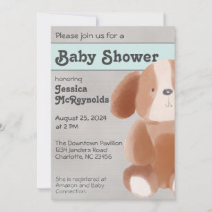 Invitación a Baby Shower de Sweet Toy Dog Gray y V