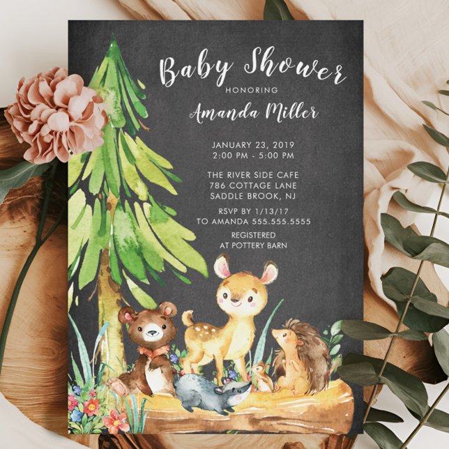 Invitación a Baby Shower de Sweet Woodland Animals (Subido por el creador)