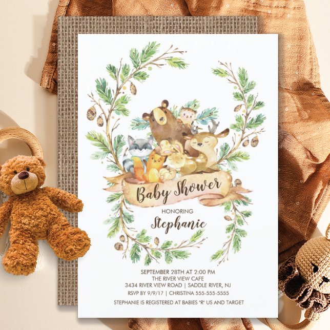 Invitación a Baby Shower de Sweet Woodland Animals (Subido por el creador)