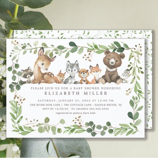 Invitación a Baby Shower de Sweet Woodland Animals (Subido por el creador)
