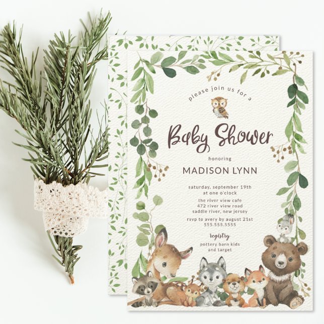 Invitación a Baby Shower de Sweet Woodland Animals (Subido por el creador)