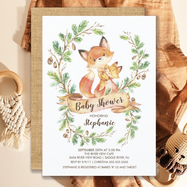 Invitación a Baby Shower de Sweet Woodland Fox (Subido por el creador)