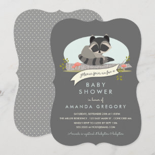 Invitación a Baby Shower de Sweet Woodland Raccoon