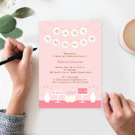 Invitación a Baby Shower de tabla dulce - rosa