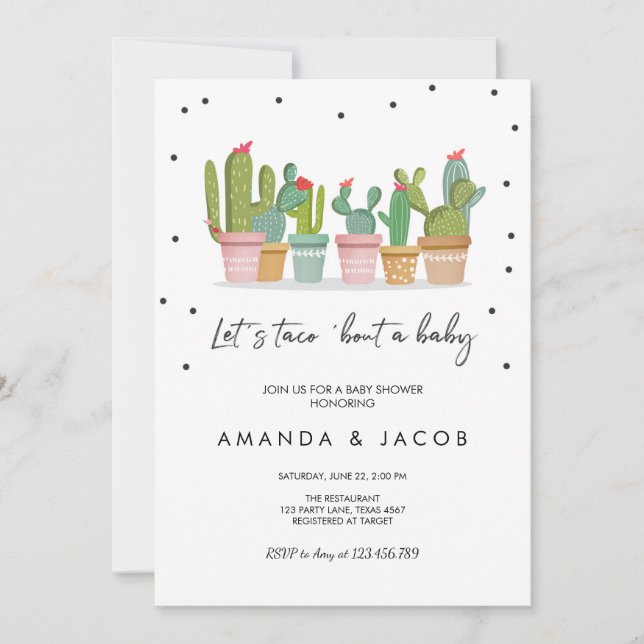 Invitación a Baby Shower de Taco Bout a Baby Fiest (Anverso)