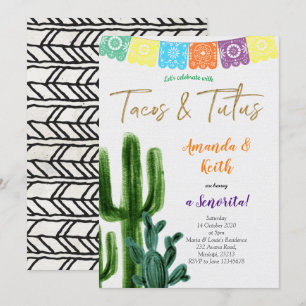 Invitación a Baby Shower de Tacos y Tutus Cactus