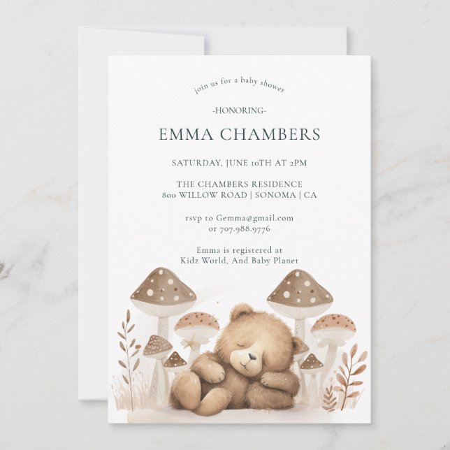 Invitación a Baby Shower de Teddy Bear (Anverso)