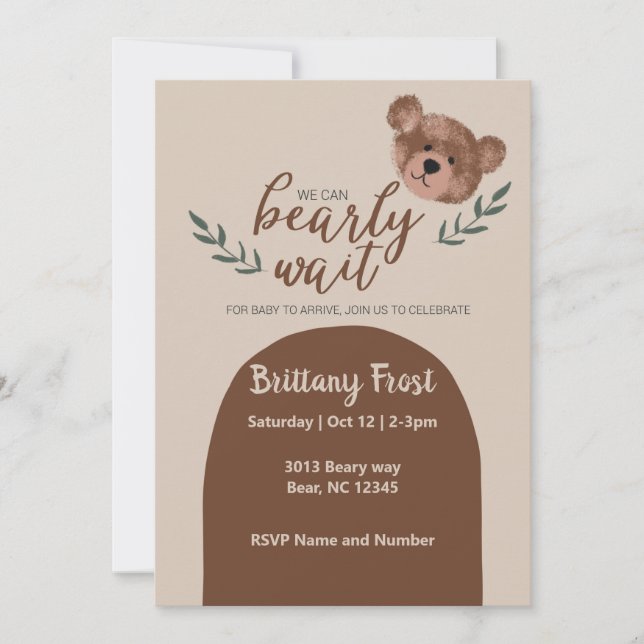 Invitación a Baby Shower de Teddy Bear (Anverso)
