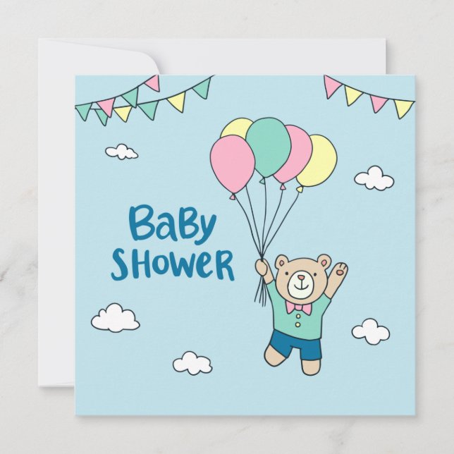 Invitación a Baby Shower de Teddy Bear (Anverso)