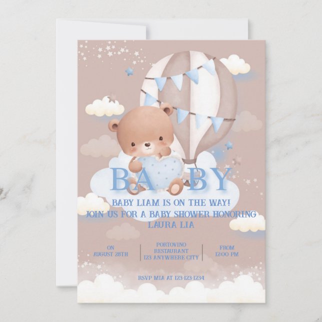 Invitación a Baby Shower DE TEDDY BEAR (Anverso)
