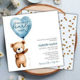 Invitación a Baby Shower de Teddy Bear Balloon Boy