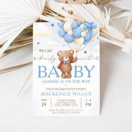 Invitación a Baby Shower de Teddy Bear Balloon Boy