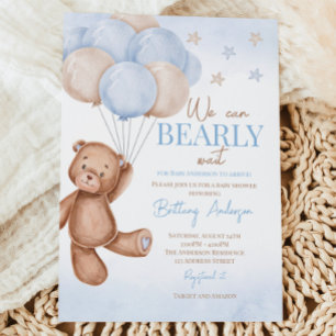 Invitación a Baby Shower de Teddy Bear Balloons Bo