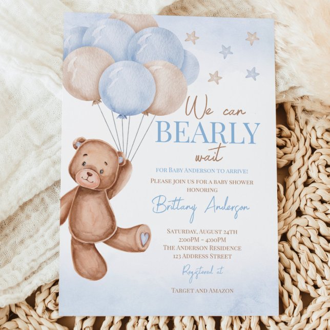 Invitación a Baby Shower de Teddy Bear Balloons Bo (Subido por el creador)