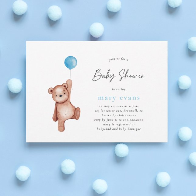 Invitación a Baby Shower de Teddy Bear Boy (Subido por el creador)