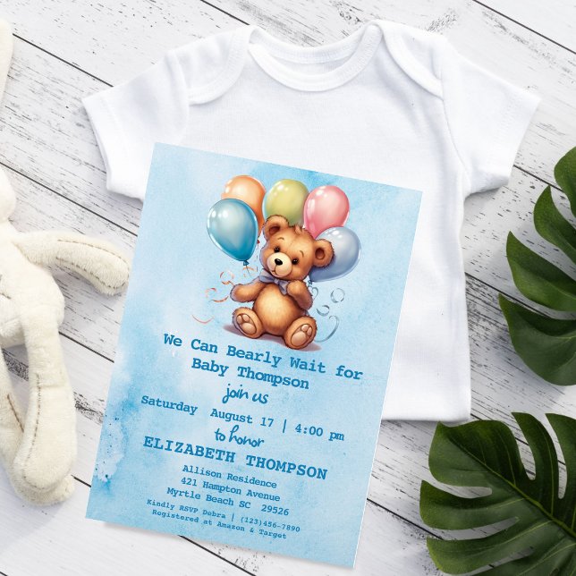 Invitación a Baby Shower de Teddy Bear Boy (Subido por el creador)