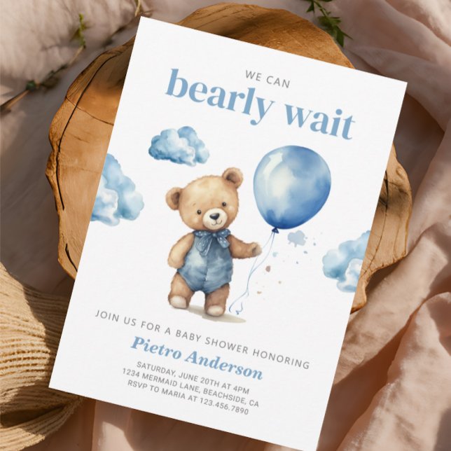 Invitación a Baby Shower de Teddy Bear Boy (Subido por el creador)
