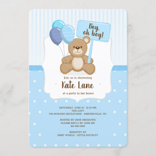 Invitación a Baby Shower de Teddy Bear Boy