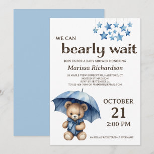 Invitación a Baby Shower de Teddy Bear Boy