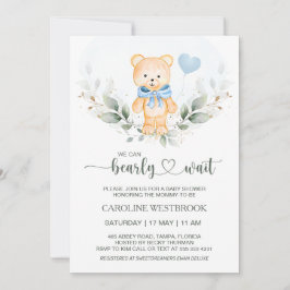 Invitación a Baby Shower de Teddy Bear Boy Greener