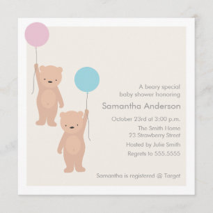 Invitación a Baby Shower de Teddy Bear - Chica Twi