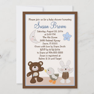 Invitación a Baby Shower de Teddy Bear Duckie Bunn