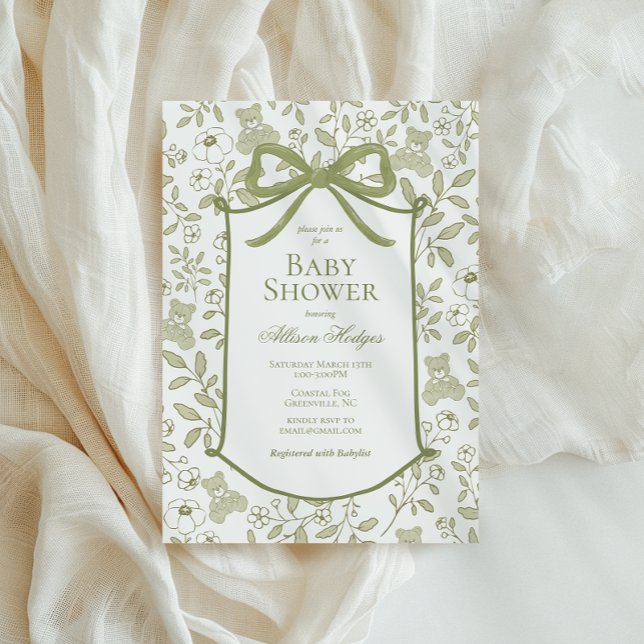Invitación a Baby Shower de Teddy Bear | Elegante (Subido por el creador)