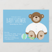 Invitación a Baby Shower de Teddy Bear, fondo azul